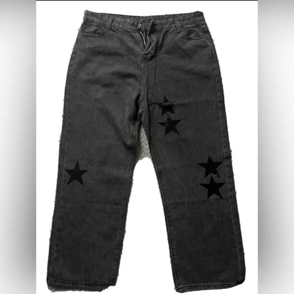 Patchwork Star Design Relaxed Fit Jeans